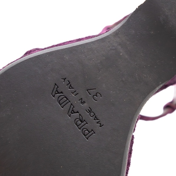 Prada Purple Velvet Sculptural Wedge Sandals – Size US 7 / UK 4.5 / EU 37 - Picture 9 of 9